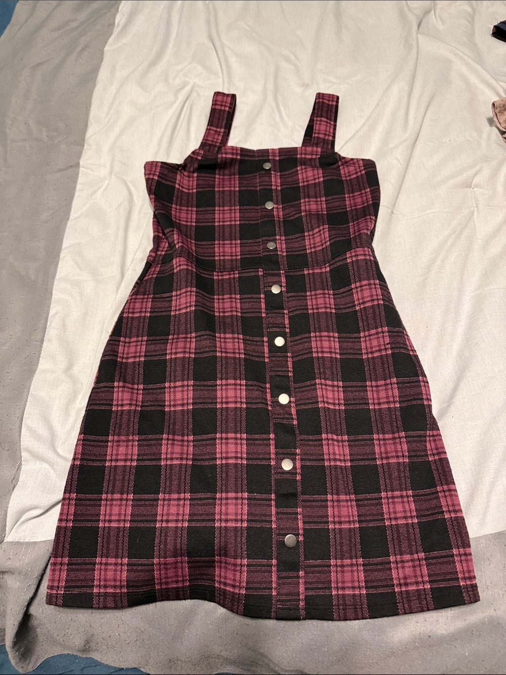 abercrombie kids Pink and Black Plaid Button-Front Dress